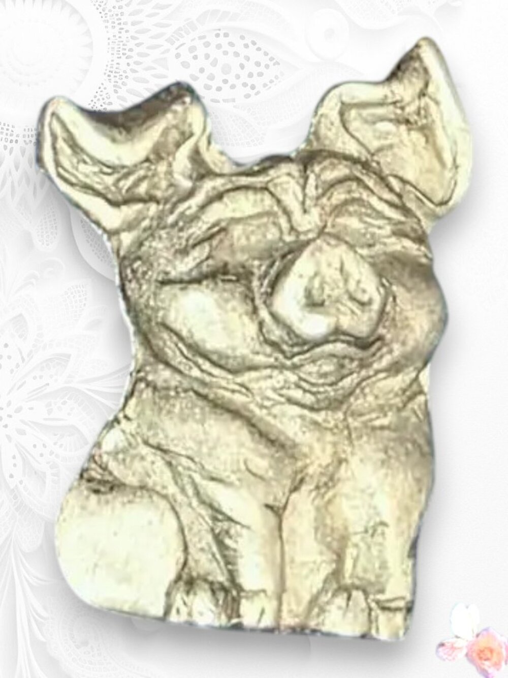 Vintage AJC Pig Brooch Pewter Animal Pin Original Backs (Read) 503